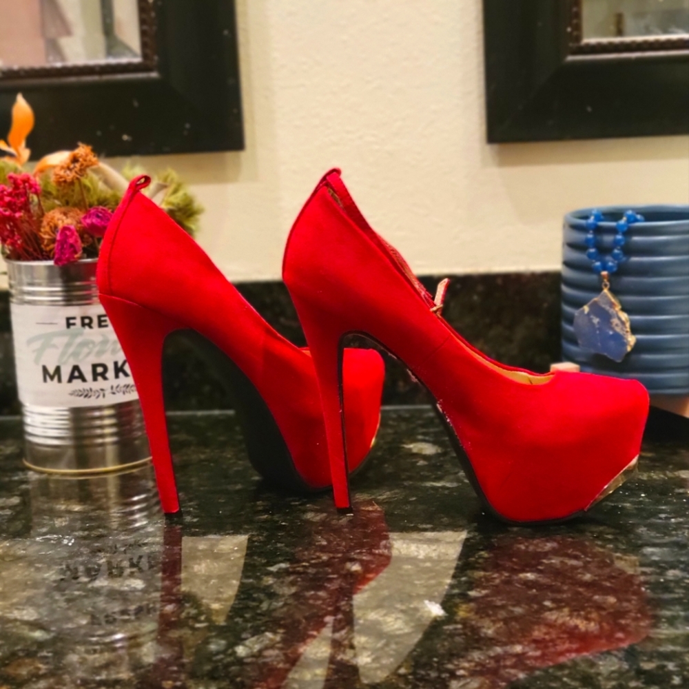 JustFab Red Platform Stiletto Heels size 6.5